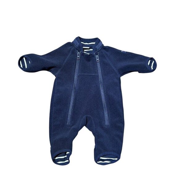 Polarn O. Pyret Navy Blue Unisex Eco Wind Fleece Bunting - Picture 2 of 9
